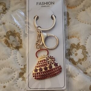 Elegant Red and Gold Purse Keychain